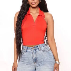 Fashion nova women’s Mirabel Halter Top - Red